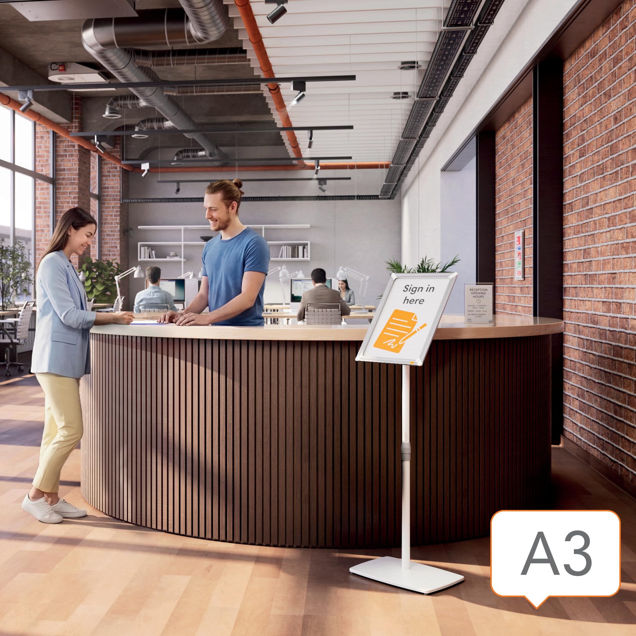 Nobo Premium Plus DIN A3 Infoständer, höhenverstellbar & drehbar | Klapprahmen für schnellen Posterwechsel, 780-1300 mm, blendfreie PP-Abdeckung, Empfang, Messe, Praxis