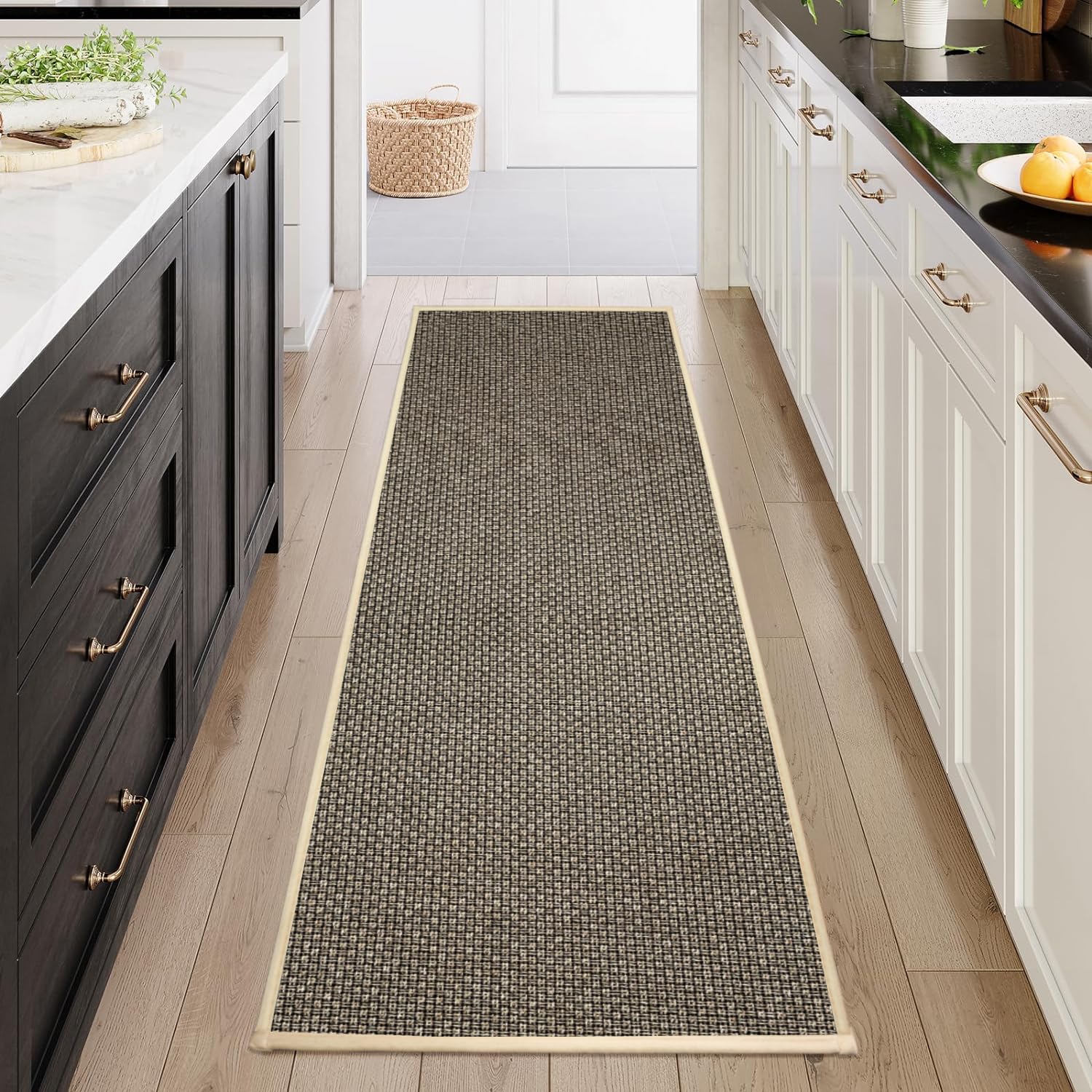 Tapis couloir a tissage croise antiderapant et ultra resistant pour entree 43x150