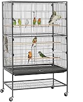 Yaheetech 52-Inch Large Wrought Iron Bird Cage with Stand for Cockatiels, Conures, African Grey Parrots - Flight Cage