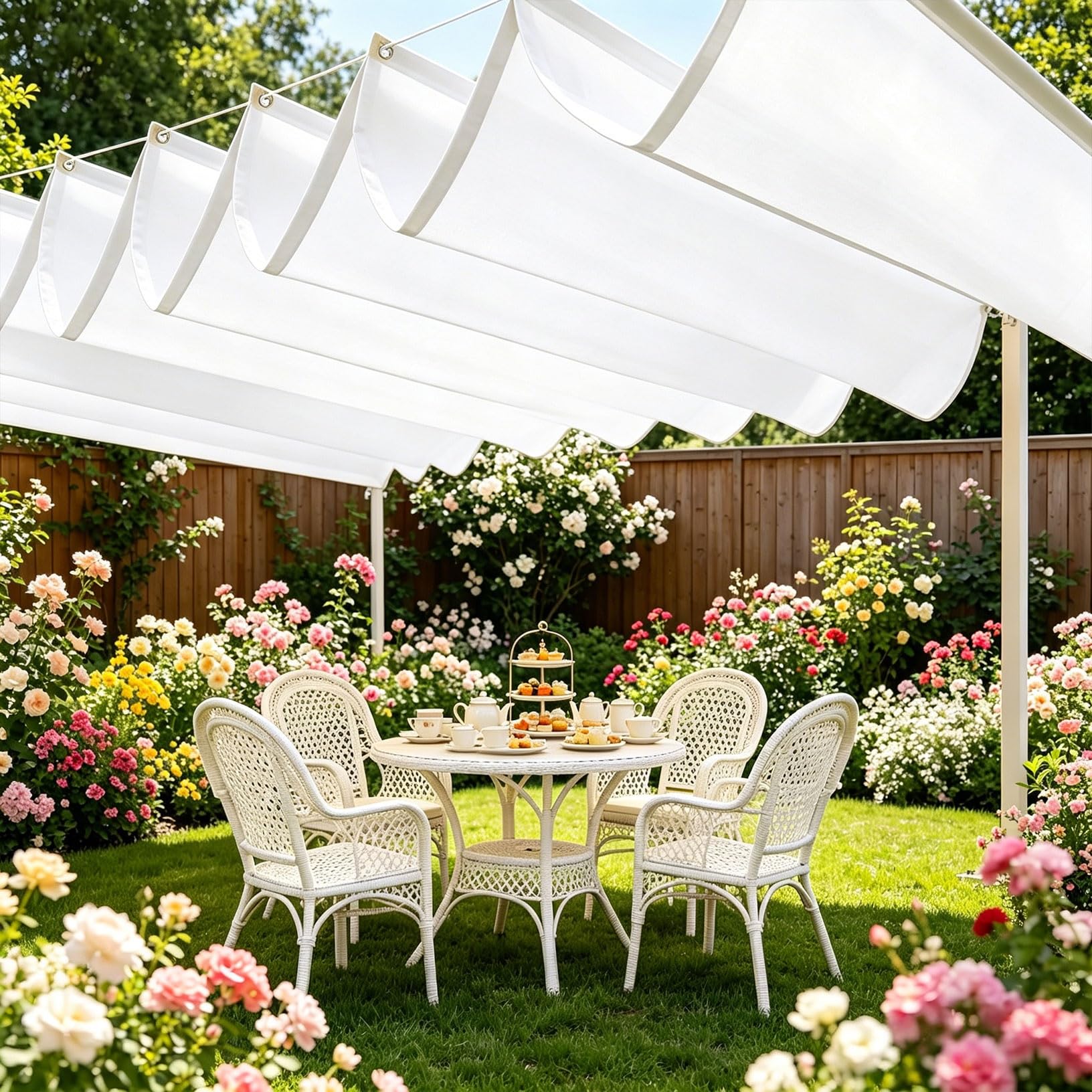 Voile d'ombrage coulissant 2x2m imperméable pour protéger votre terrasse du soleil