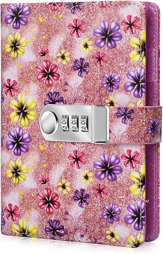 ARRLSDB - Agenda con cerradura, A6, recargable, de piel, con contraseña, para diario personal, tamaño de 7.1 x 5.3in