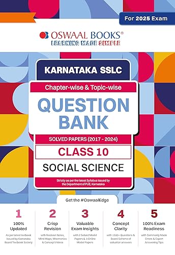 Oswaal Karnataka Sslc | Chapterwise &amp; Topicwise | Question Bank Class 10 | Social Science Book | For Board Exams 2025