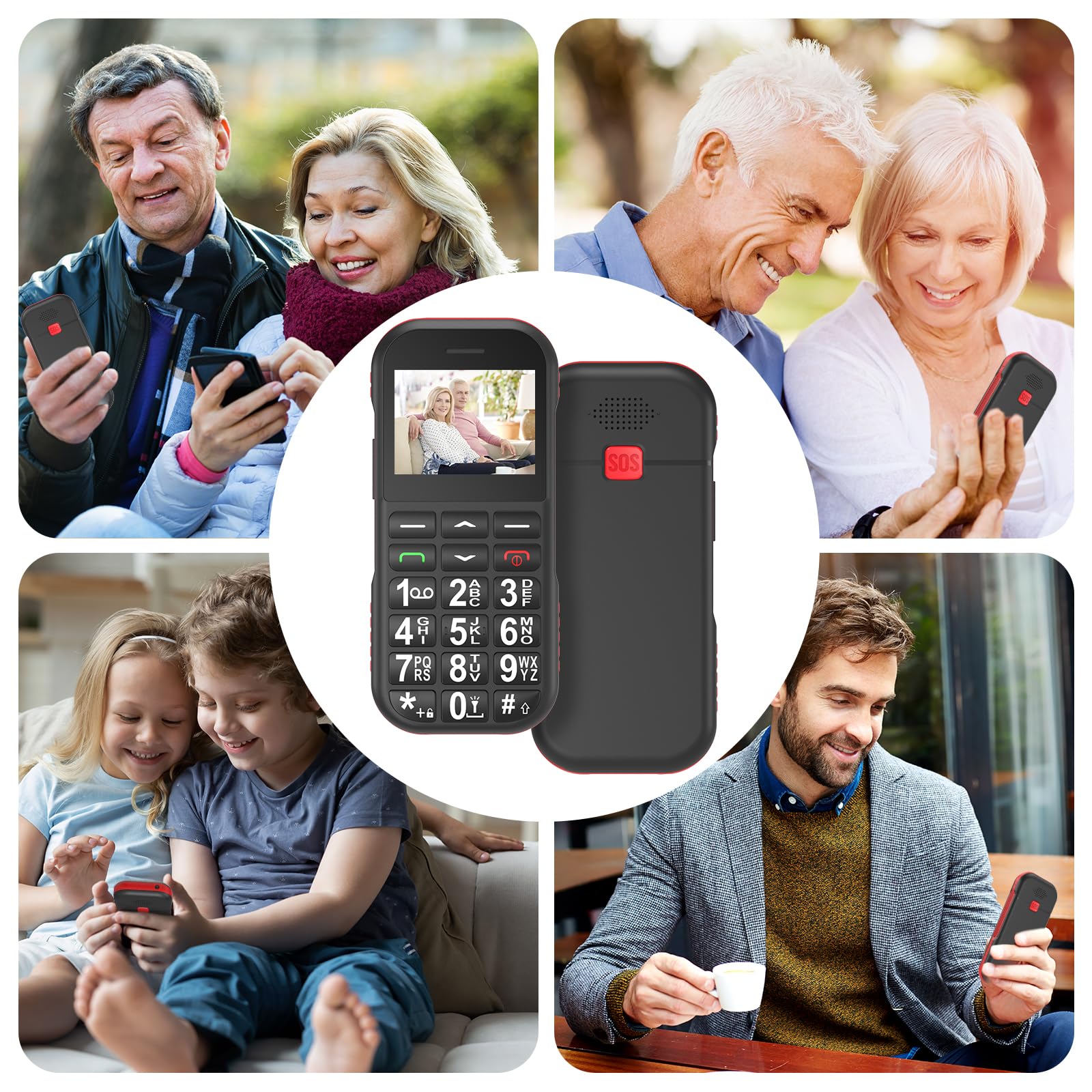 Seniorenhandy Ohne Vertrag, GSM Dual SIM Tastenhandy Seniorentelefon mit Großen Tasten, 1800 mAh Akku Lange Standby-Zeit, USB-C, Ladestation, Rentner Senioren Handy Einfach mit SOS-Taste, Kurzwahl