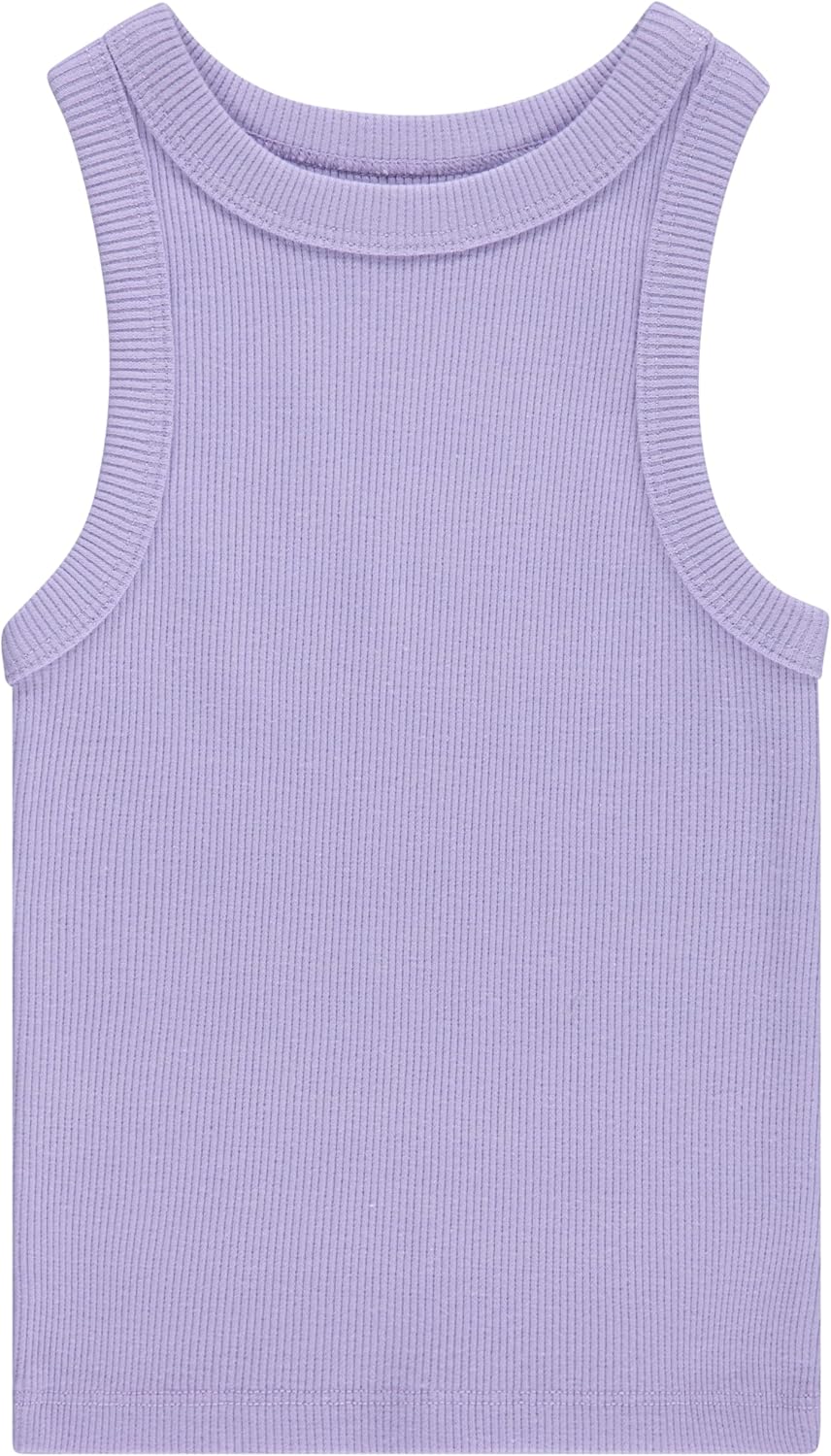 Girls 4 Pack Ribbed Tank Tops Sleeveless Cotton Blend Tees for Everyday Wear, Layering, or Summer Outfits (Sizes 4-14) - Image 3