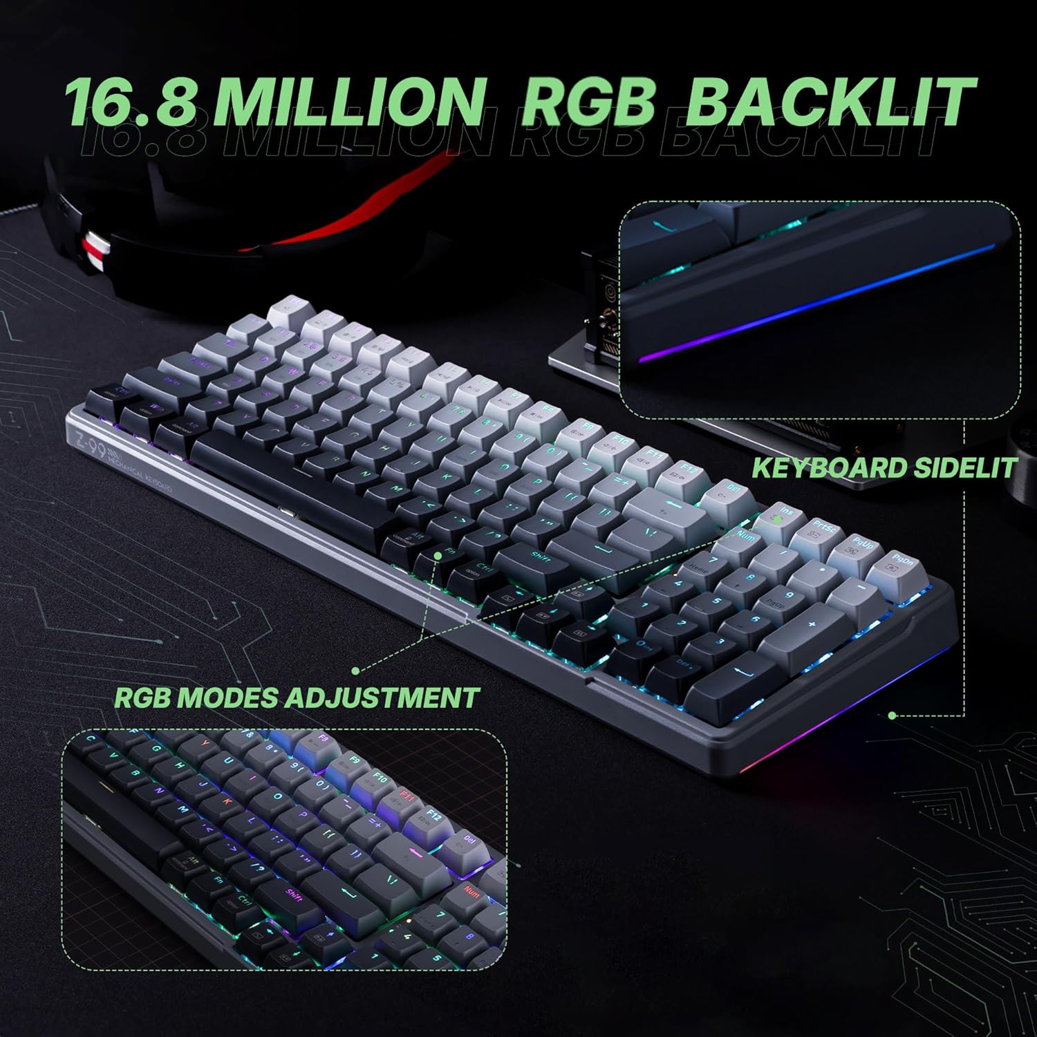 E-YOOSO Z-99 Gaming Keyboard Wireless with Triple Mode BT/2.4G/USB-C, 96% Keyboard, Linear Switches, Wireless Mechanical Keyboard with Number Pad for PC/Mac