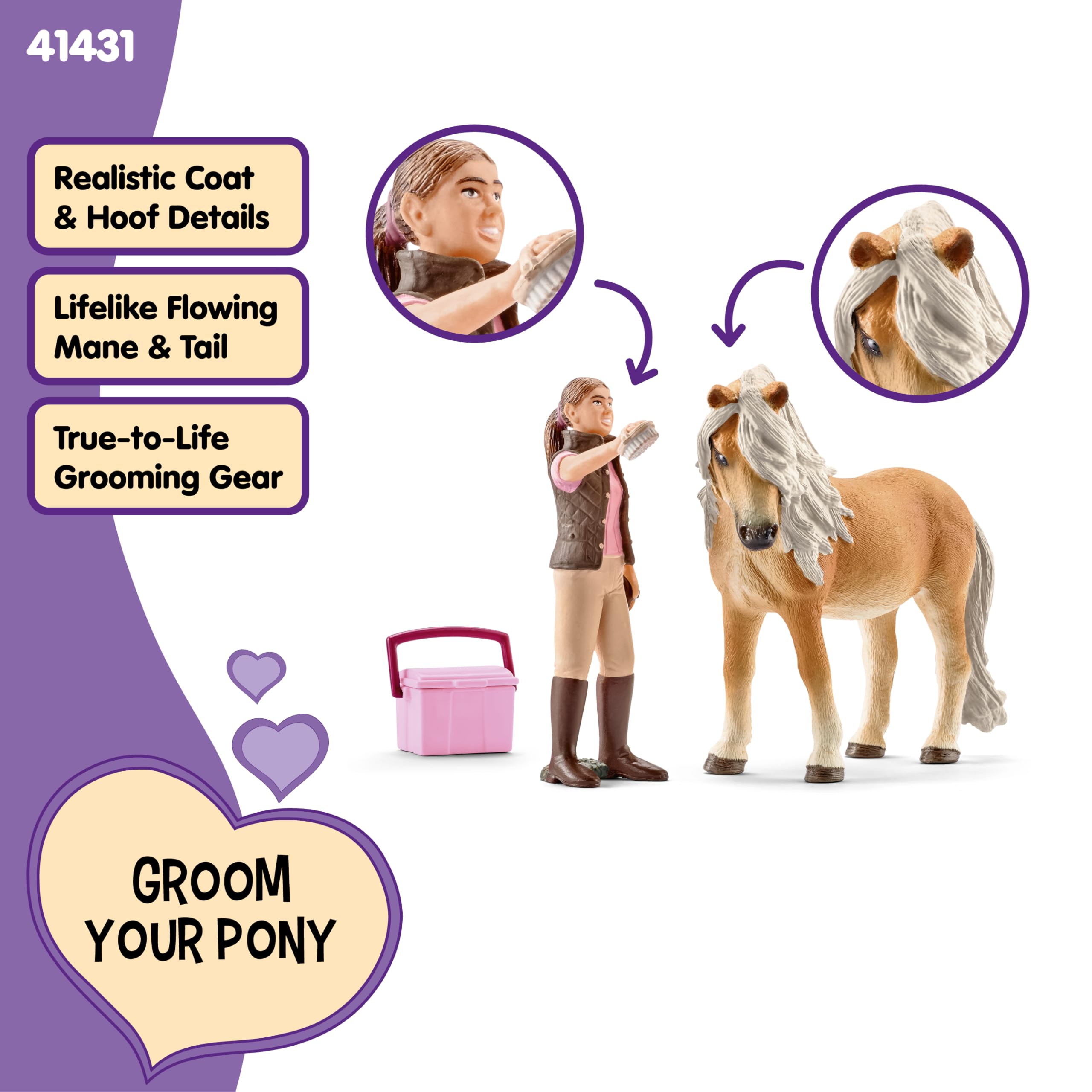 Schleich 41431 Pan młody z klaczą kuca islandzkiego, od 5 lat, HORSE CLUB - Zestaw do zabawy, 19 x 5 x 17 cm