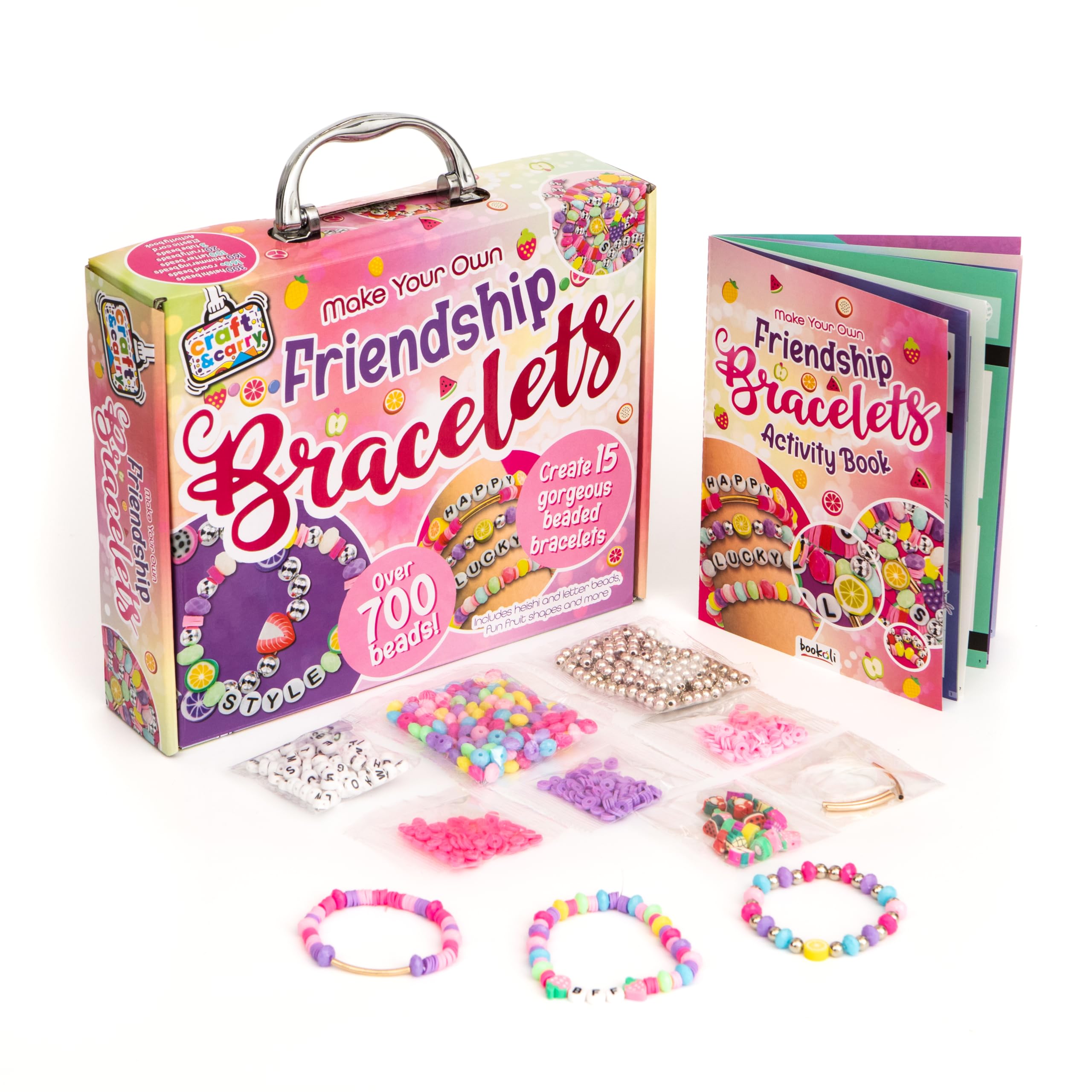 Bookoli - Craft and Carry Project Kit - Make Your Own Friendship Bracelets - Friendship Bracelet Making Kit - Arts and Crafts for Kids