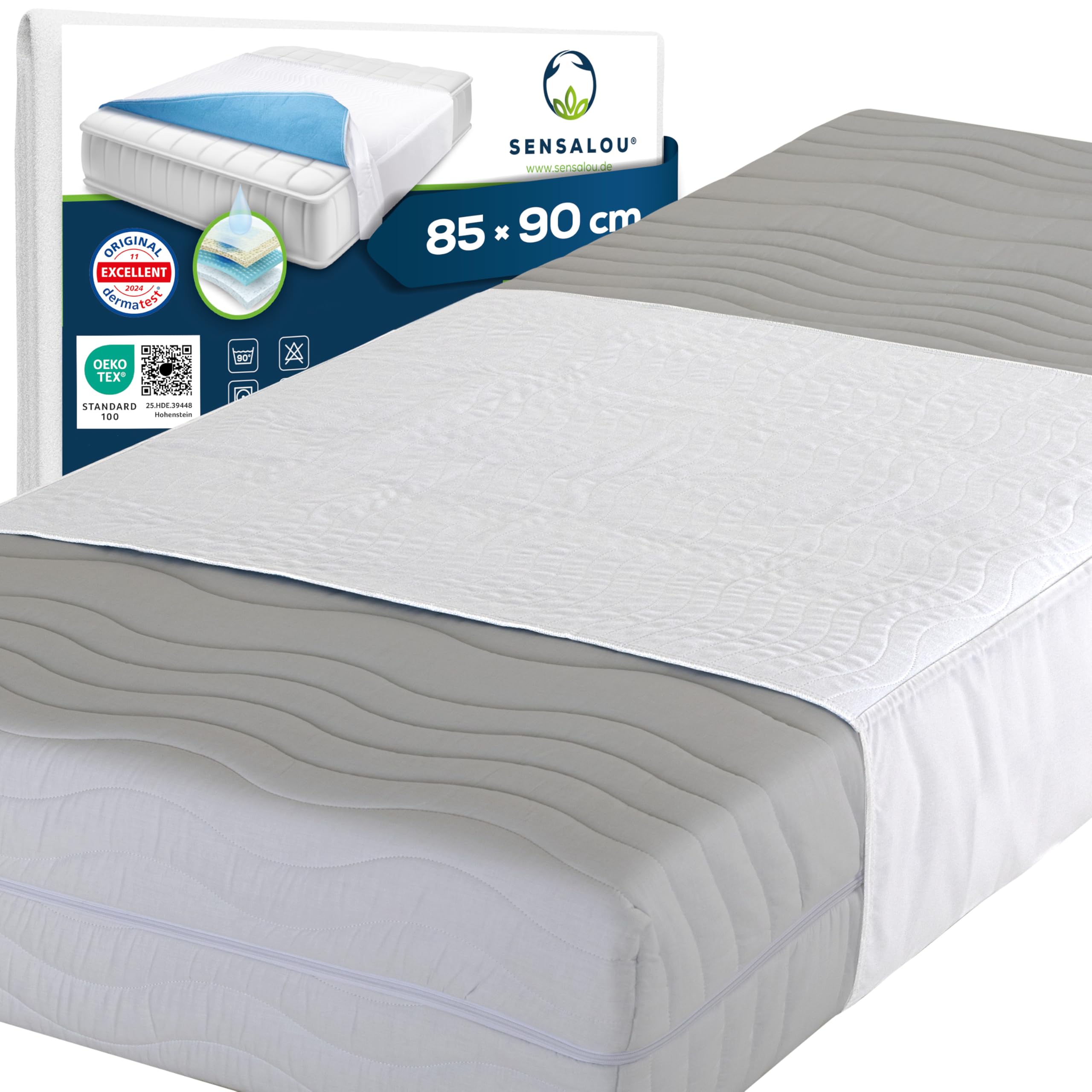 Sensalou Protège-Matelas Imperméable Avec Ailes 85x90 Cm - Alèse Lavable Pour Lit Bébé Enfant, Protection Anti-Fuites