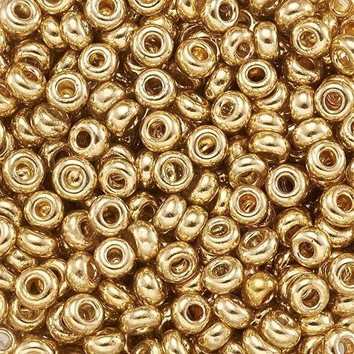 Miniatura 2 de Craftdady 120 Cuentas de semillas de vidrio dorado de 0.079 in Acerca de 5000 piezas Metálico Pequeño Pony Redondo Perlas Espaciadoras Sueltas para