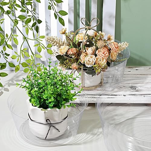 Miniatura 5 de Hoolerry 15 platillos de plástico para plantas, bandeja de goteo profunda transparente gruesa para plantas, bandejas de goteo para macetas, bandejas