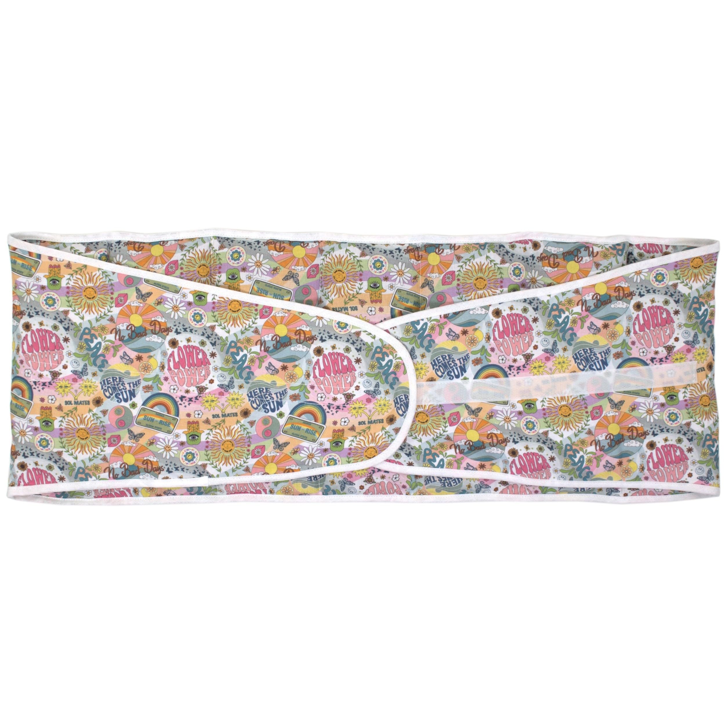 Cuscino termico cintura, semi di grano e segale bio (Lunghezza totale: 135cm, Flower Power, Cotone Bio) Grande cuscino riscaldabile, caldo e freddo - microonde, forno e frigorifero