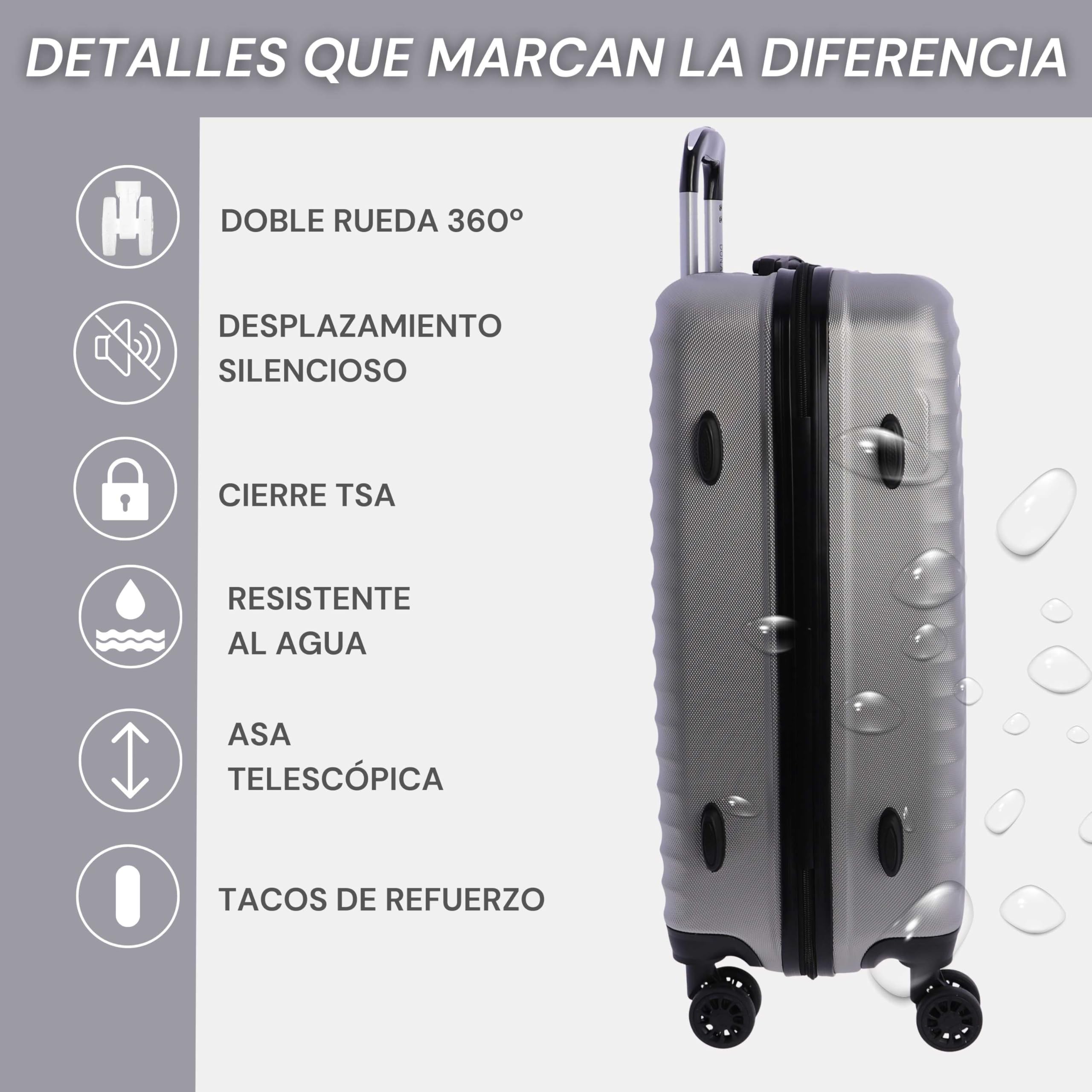 DON ALGODON Maleta Mediana 23 kg | Maleta de Viaje Rígida con 4 Ruedas Dobles 360º, Candado TSA y Asa Telescópica | Equipaje Resistente al Agua para Viajes en Avión - 5