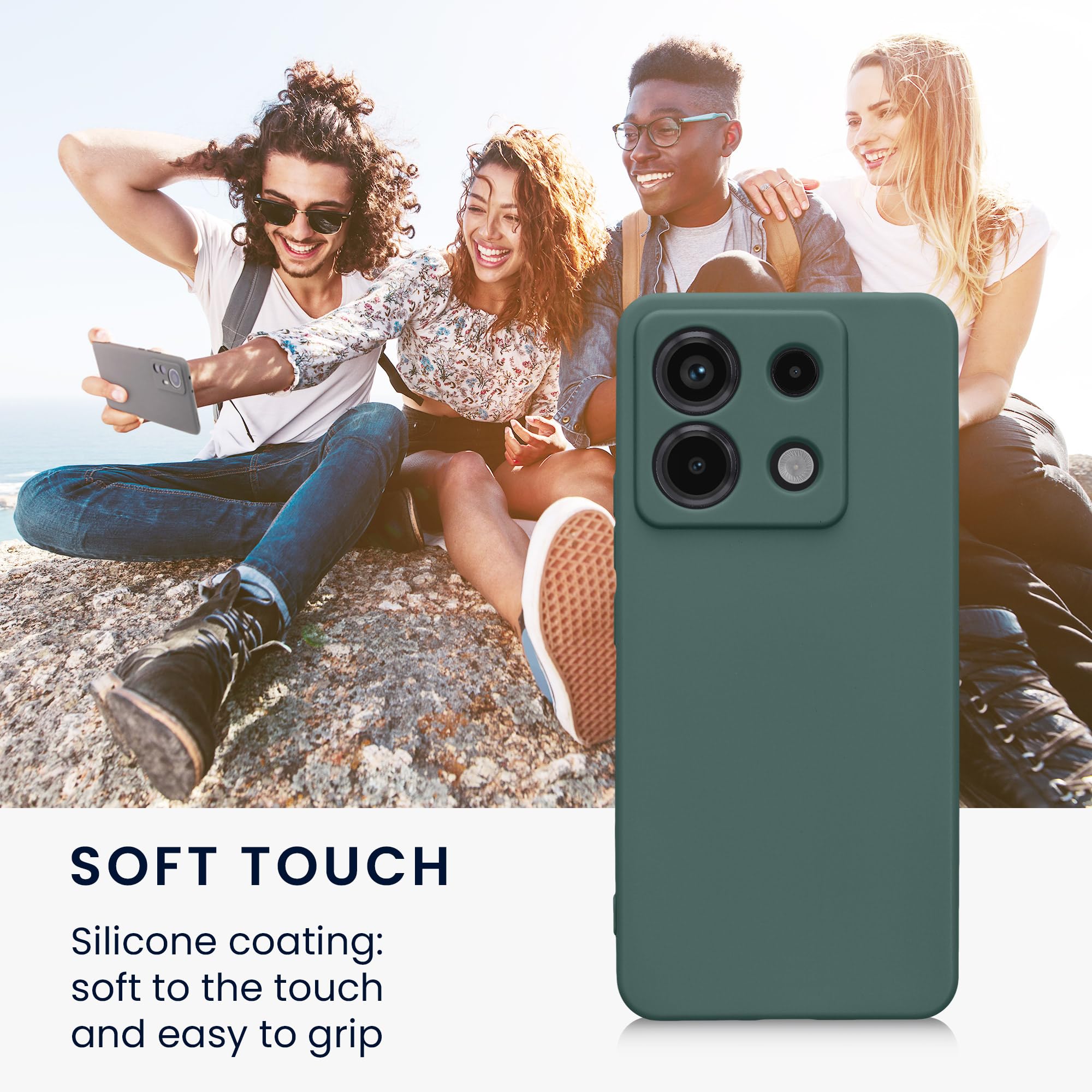 kwmobile Case for Xiaomi Redmi Note 13 Pro 5G / Poco X6 5G Case - Protective Slim TPU Phone Cover - Soft Matte Finish - Blue Green - Image 4