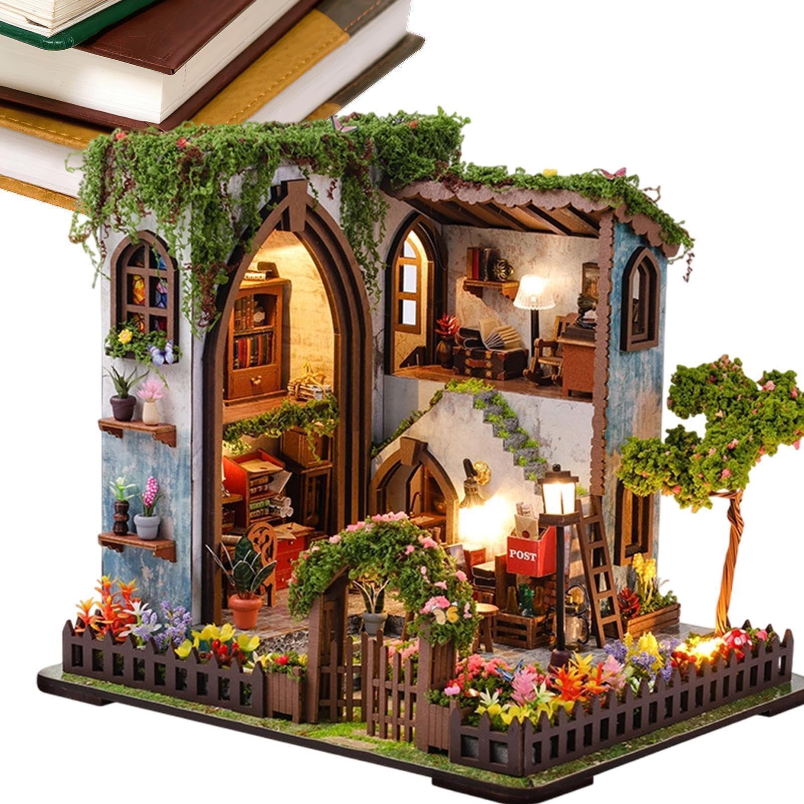 Kit Maison Miniature en Bois Maquette 3D en Bois Réaliste avec Lumière
