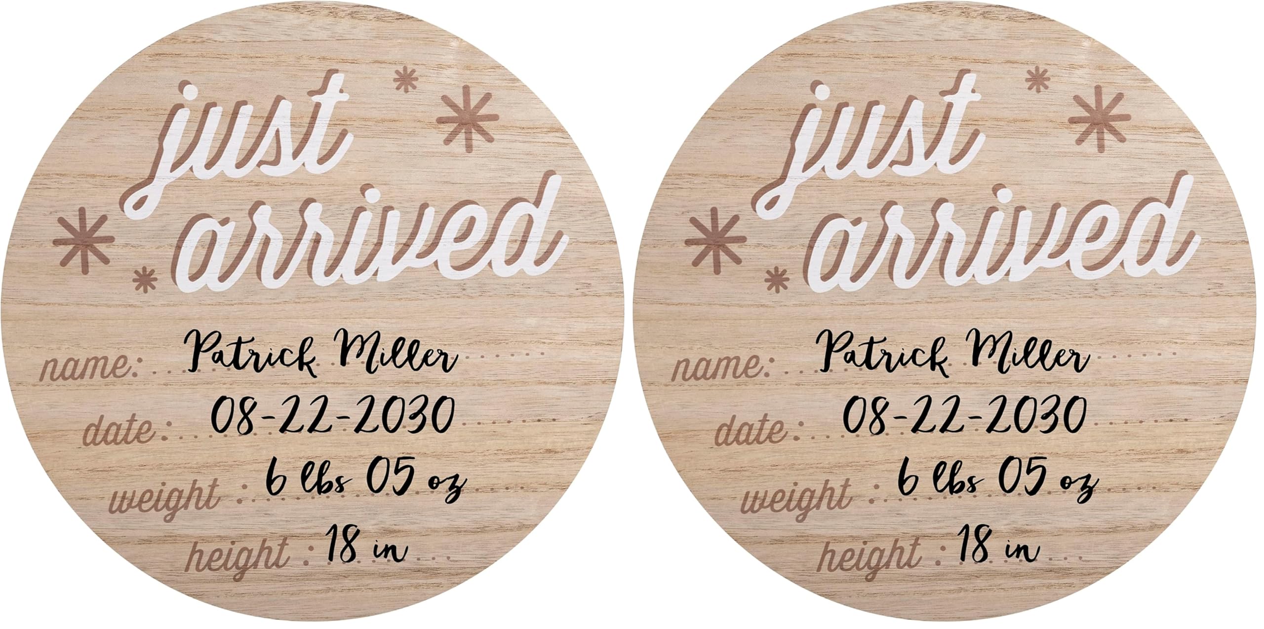 Reece Studio New Baby Birth Announcement Fill-In Photo Prop, Newborn Hospital Wooden Birthday Sign, Customizable New Baby Board, Gift For Expecting Moms (Pack of 2)