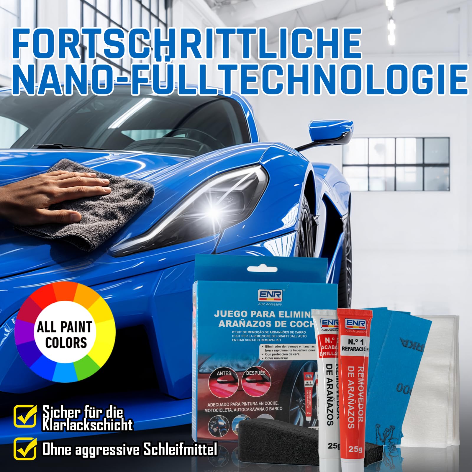 Enerfero Reparador de arañazos,Pulimento Coche Arañazos,Aporta Brillo y Protección,Restos de Pintura y Manchas Persistentes,Fácil Aplicación,50g — view 6