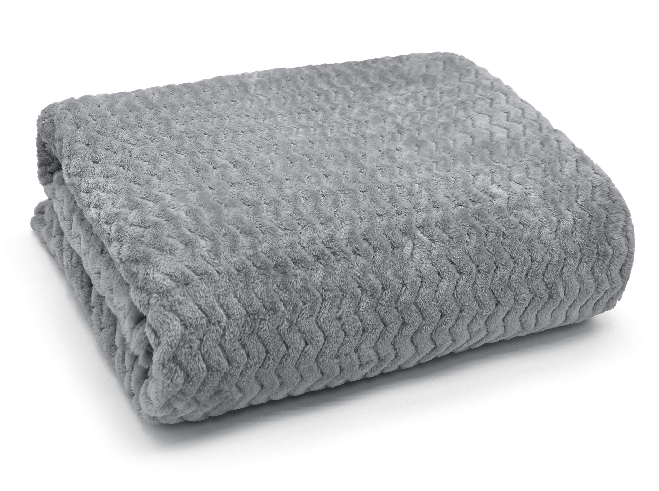 Wave Luxury Flannel Fleece Throw Blanket Sofa Couch Wavy Teddy Soft Bed Throw Blanket 3D Chevron Pattern all seasons blanket (Silver, 150cm x 200cm)