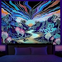 Vista 9 de Dermijer - Tapiz de luz negra con siete chacras para yoga y meditación - Tapiz de chacras de flores - Tapiz de galaxia, espacio y planetas - Tapiz