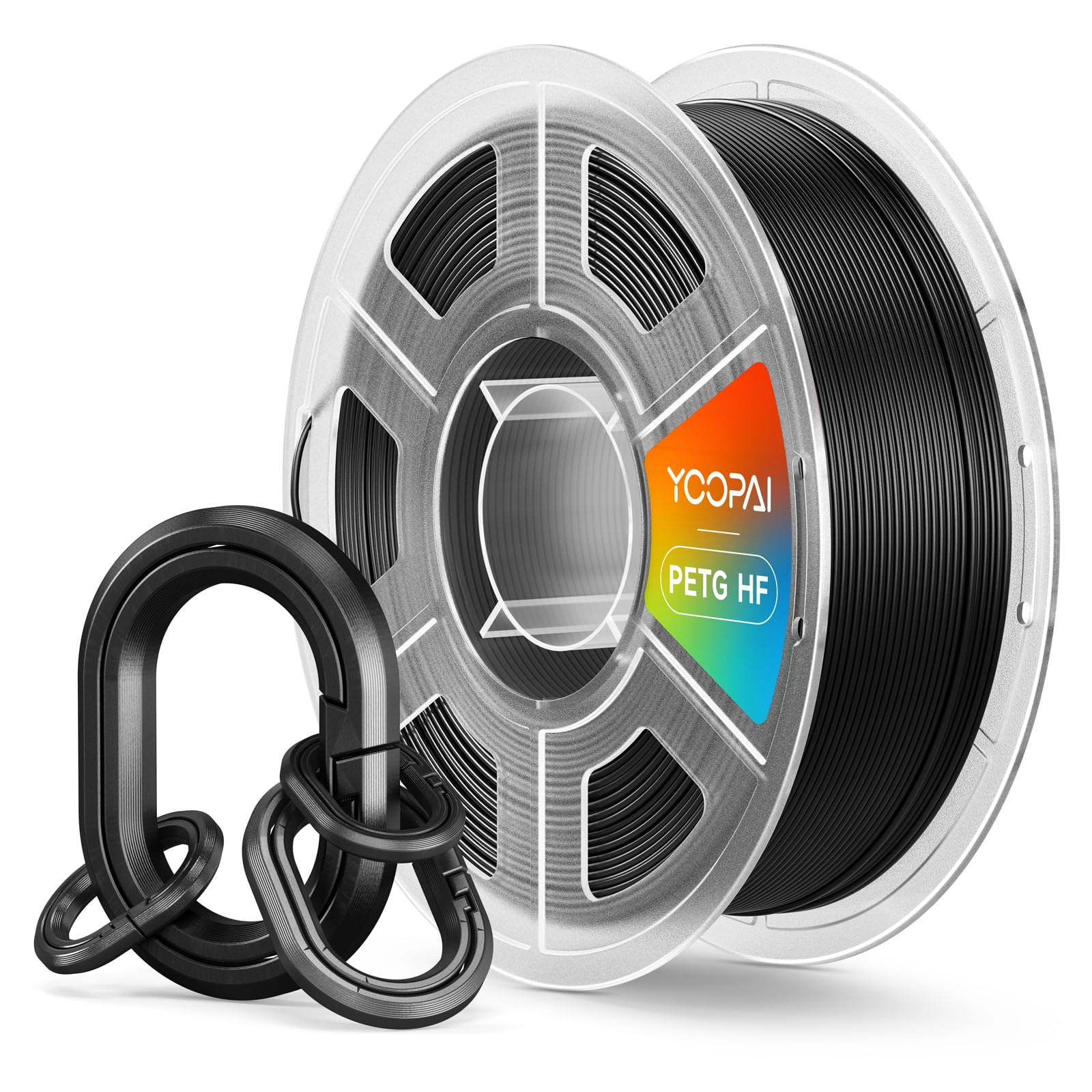 High Speed PETG Filament 1.75mm, Low Stringing, High Toughness, Odorless, Better Flow, 1KG (2.2lbs) Rapid 3D Printer Filament, PETG HF Black 1kg- Black