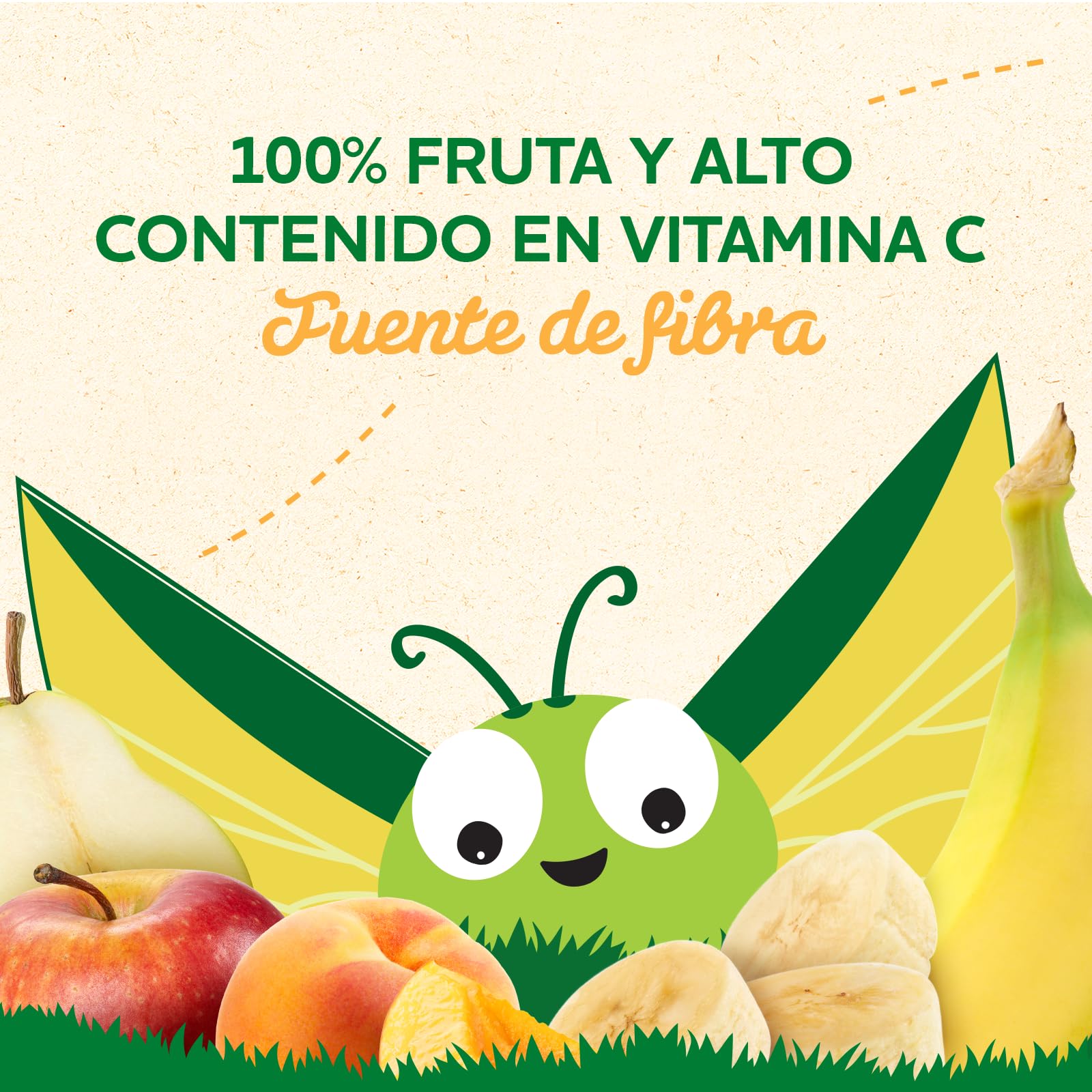 Blédina Bolsita de Manzana, Pera, Platano y Albaricoque para Bebé, 100% Fruta, Sin Azúcares Añadidos, Vitamina C, Fibra, 6 Meses, 100g