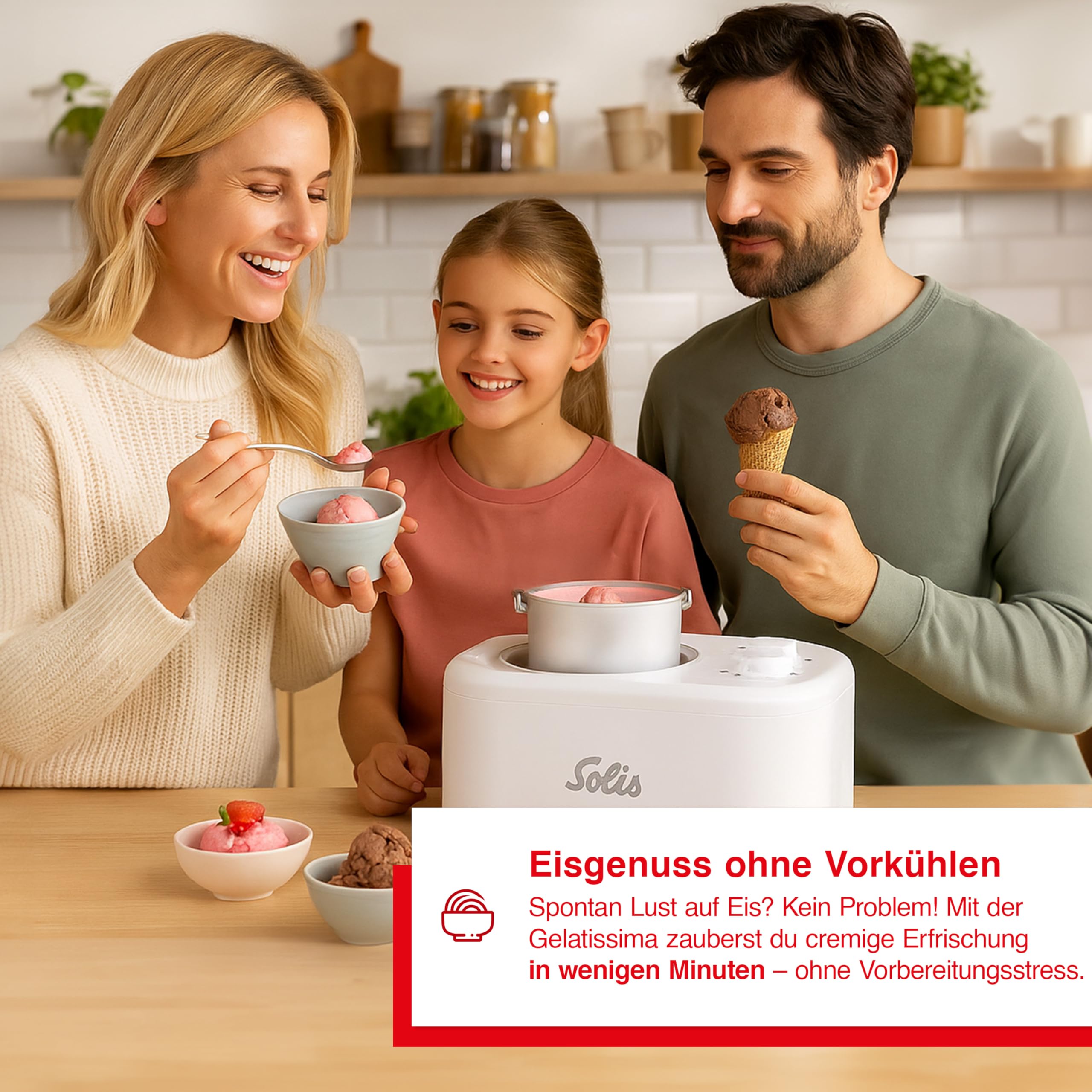 Solis Gelatissima Eismaschine (Typ 8503) – 1L Eiscreme Maschine für Zuhause, Frozen Yogurt & Sorbet Maker, leistungsstarker 100W Kompressor, BPA-frei, benutzerfreundlich mit Timer & Drehregler