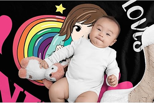 Miniatura 10 de Just A Girl Who Loves - Manta ligera de franela polar de dibujos animados, acogedora manta de microfibra de felpa para todas las estaciones para