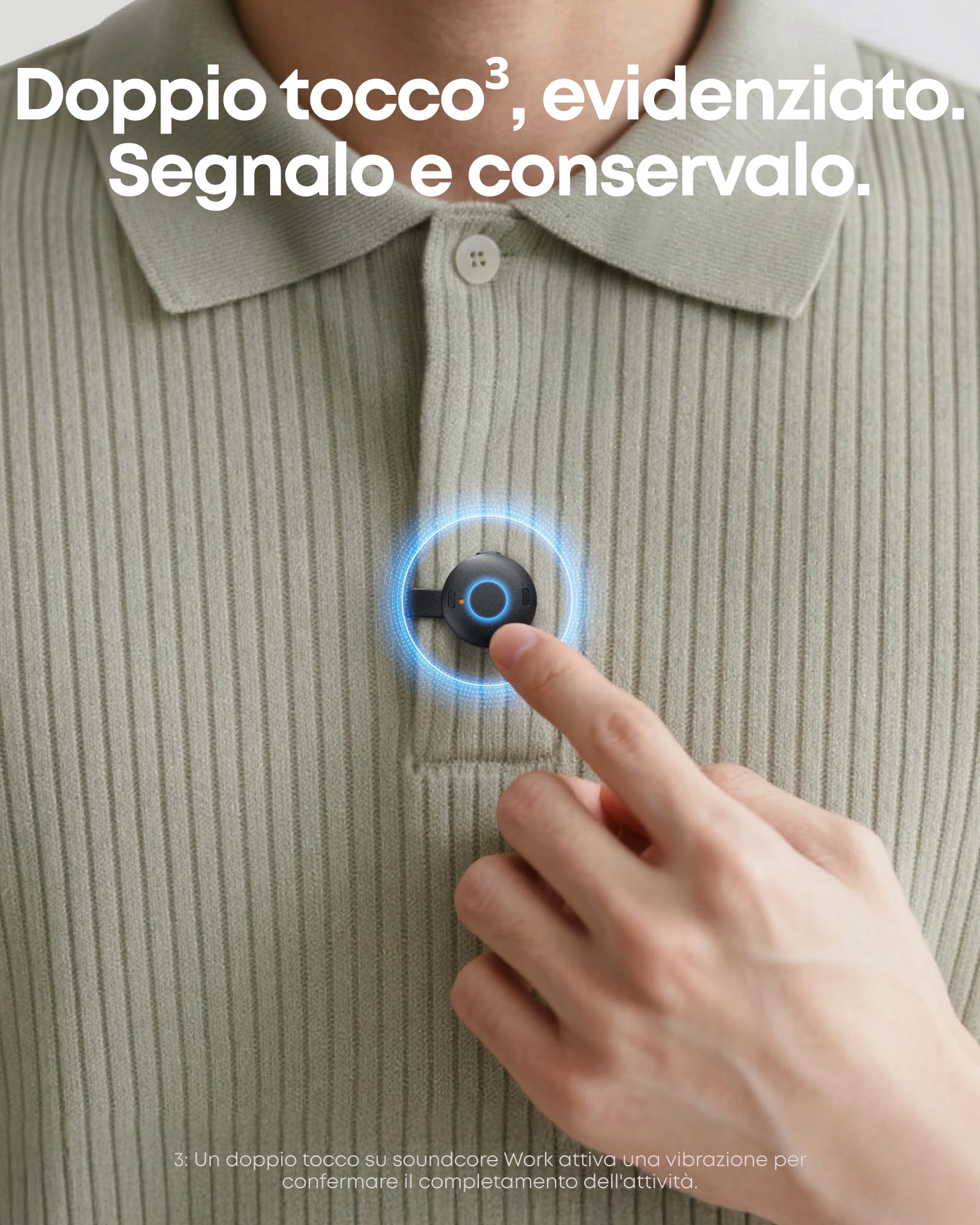 Soundcore Work di Anker, Registratore Vocale AI per Riunioni, 8GB, Nero | Trascrizione e riassunti automatici con AI, 150+ lingue, certificato MFi, 300 min/mese inclusi e USB-C, Indossabile