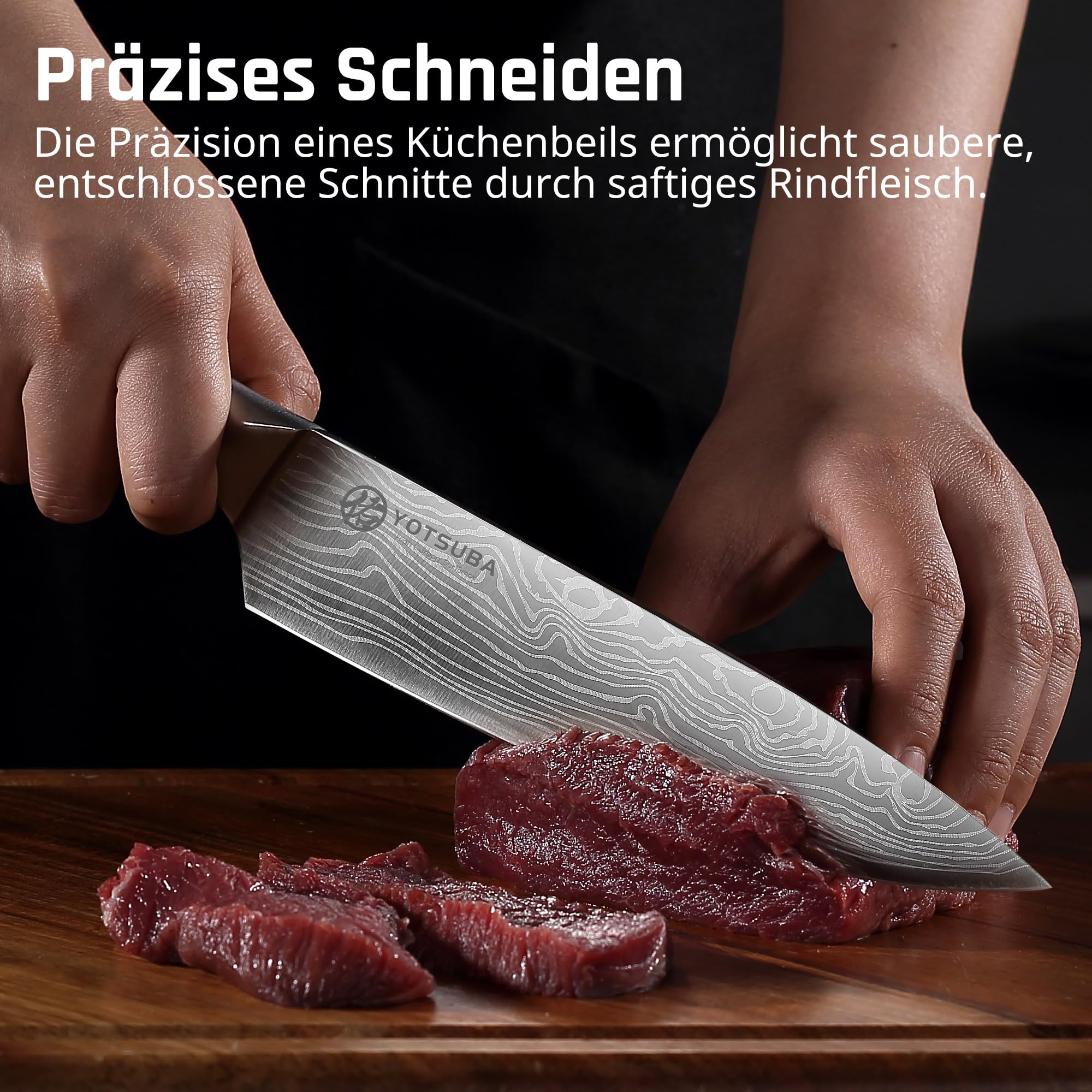 YOTSUBA Küchenmesser Set 5-teilig Messerset Scharf Küche aus hochwertigem Carbon Edelstahl, Ultra Scharfes Messerset mit Kochmesser, Brotmesser, Santokumesser, Allzweckmesser, Gemüsemesser