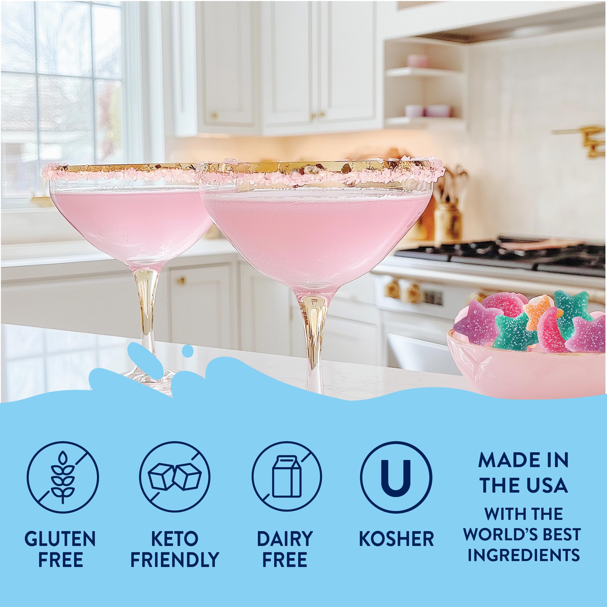 Jordan's Skinny Mixes Sugar Free Syrup Trio Sampler Pack – Mermaid, Unicorn & Cotton Candy, As Seen on Watertok, Drink Mix for Iced Tea, Lemonade & More, Zero Calorie, 12.6 Fl Oz Each (pack of 3)