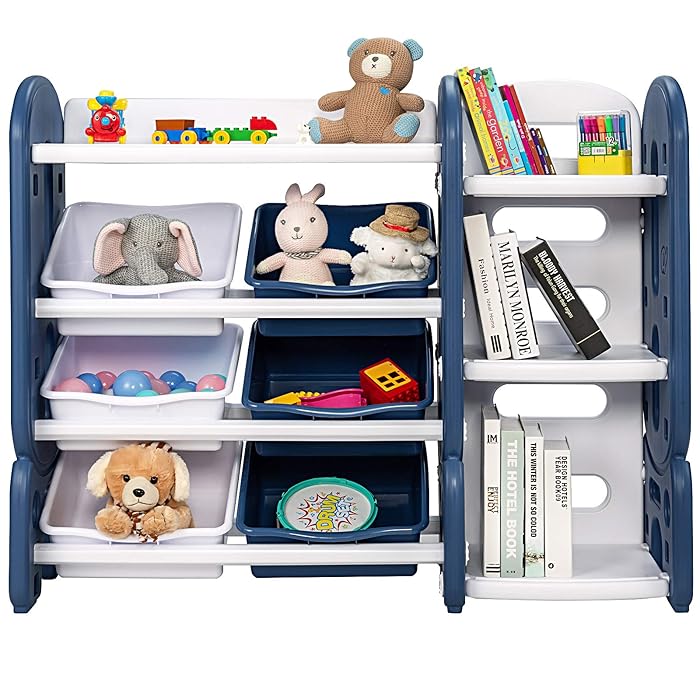 Buy HONEY JOY 4Tier Kids Toy Storage Organizer with 6 Bins, 2in1 Toy Storage Unit with Corner