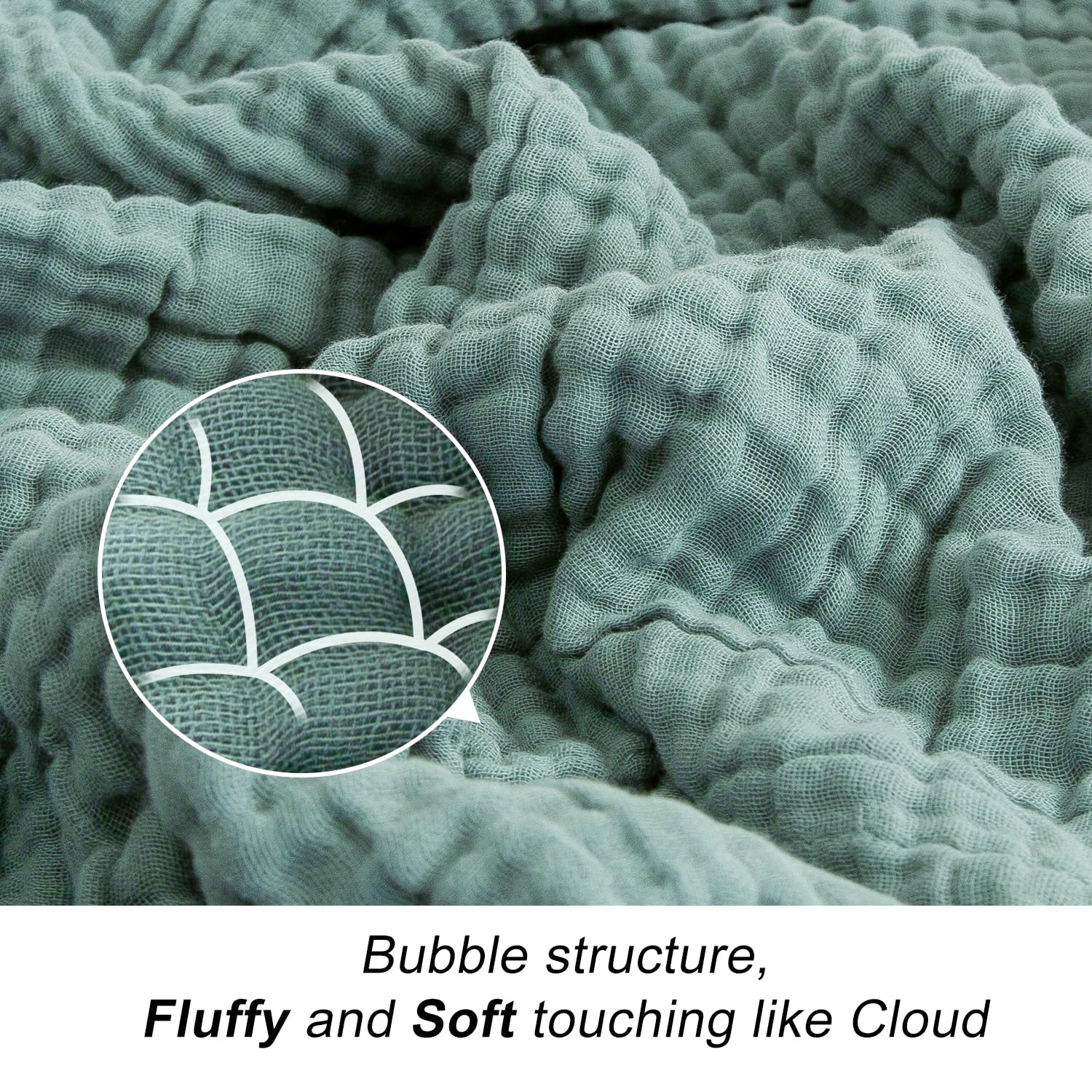 Condition photo showing New/Like New for emme cotton muslin blanket king size - soft, breathable layering bedspread blanket, 108"x90", all season gauze, teal