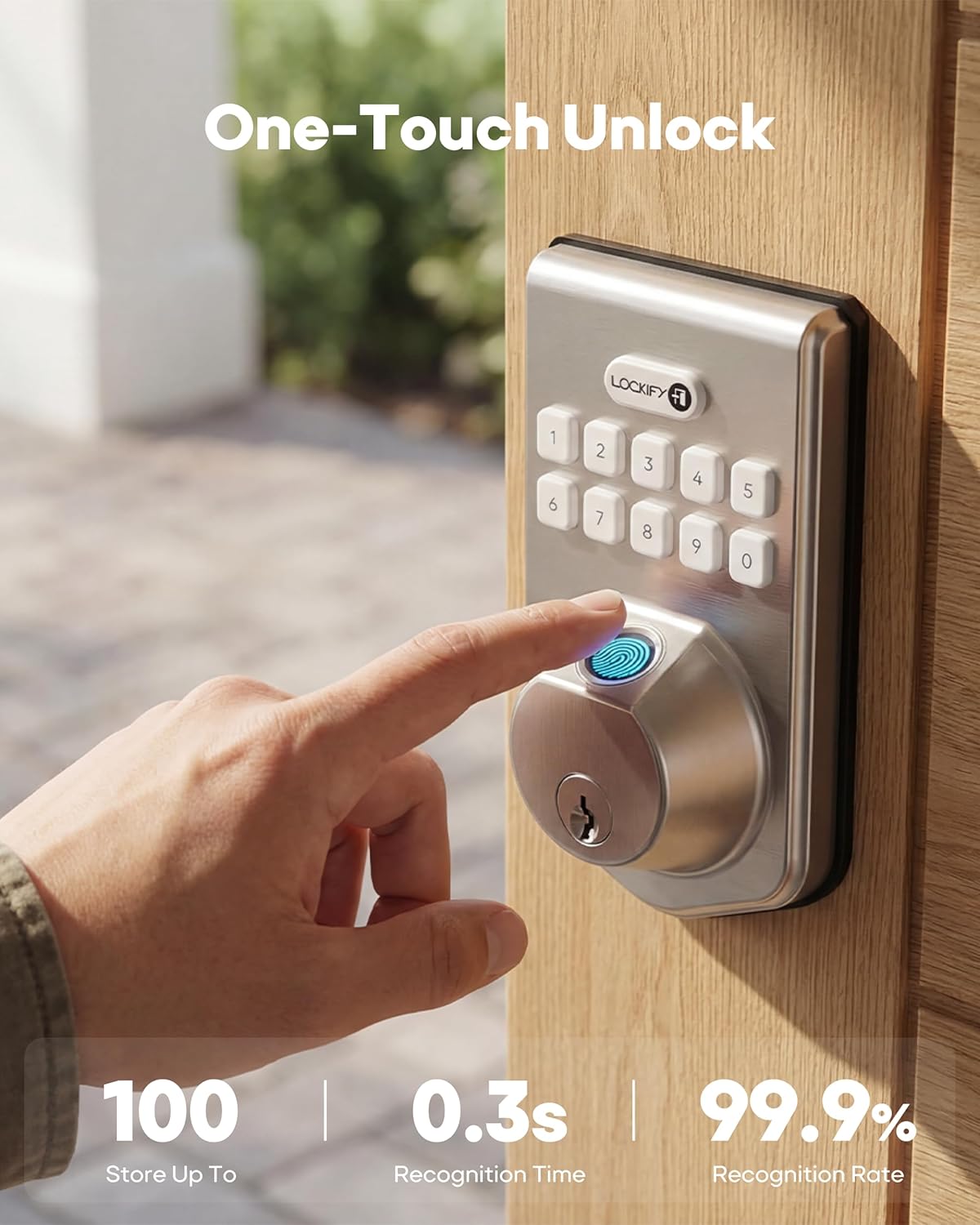 Keyless Entry Door Lock with Keypad, Fingerprint Door Lock, Smart Deadbolt, Front Door Lock, Auto Lock, Keypad & Physical Key, Easy DIY Installation, Fast Fingerprint Unlock, Satin Nickel