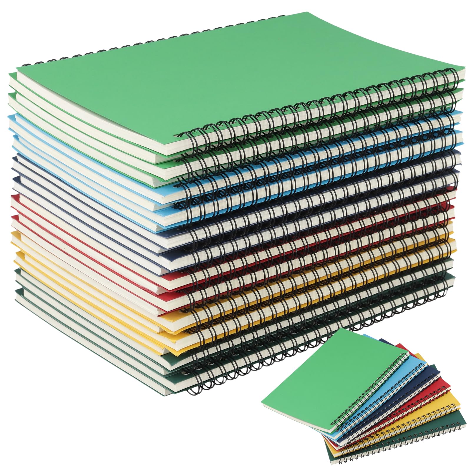 Confezione da 24 quaderni a spirale formato A5, 14 x 21,1 cm, a righe universitarie, con copertina in carta kraft, per lavoro, scrittura, 50 fogli, 100 pagine (6 colori)
