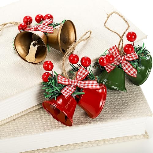 Miniatura 5 de Cididu 15 adornos de campanas de Navidad, adorno colgante para cascabel, colgantes de campana para árbol de Navidad, campana colgante y timbre para