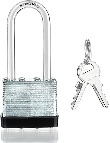 1 paquete de candados resistentes con grillete de 2 pulgadas, 2 llaves, acero endurecido de 1.575 pulgadas, con igual llave para cobertizos,