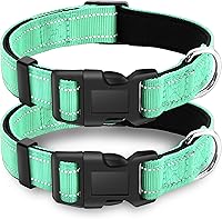Vista 12 de Paquete de 2 collares reflectantes para perro con hebilla de bloqueo de seguridad, ajustable, suave, transpirable, cómodo, de nailon para perros
