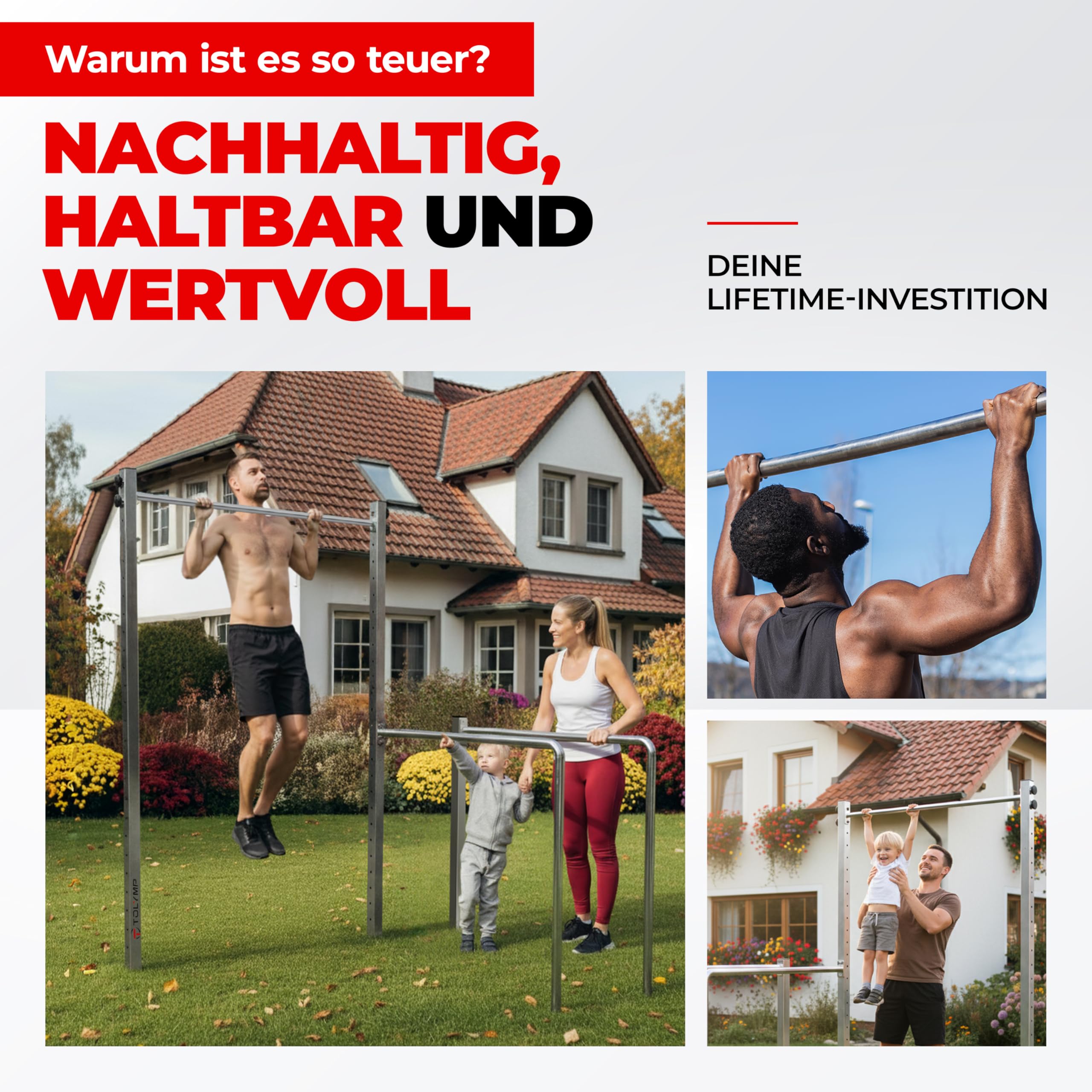 Dip Buin Kraftstation aus V2A Edelstahl/Turnstange & Dip Barren für Outdoor-Fitness/Calisthenics Dip Station aus hochwertigem Edelstahl/wetterfester Dip Bar für den Garten