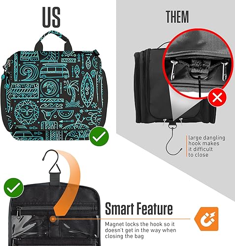 Miniatura 6 de VENTURE 4TH Neceser colgante de viaje prémium para hombres y mujeres con compartimentos expandibles para cosméticos, brochas de maquillaje, joyas,