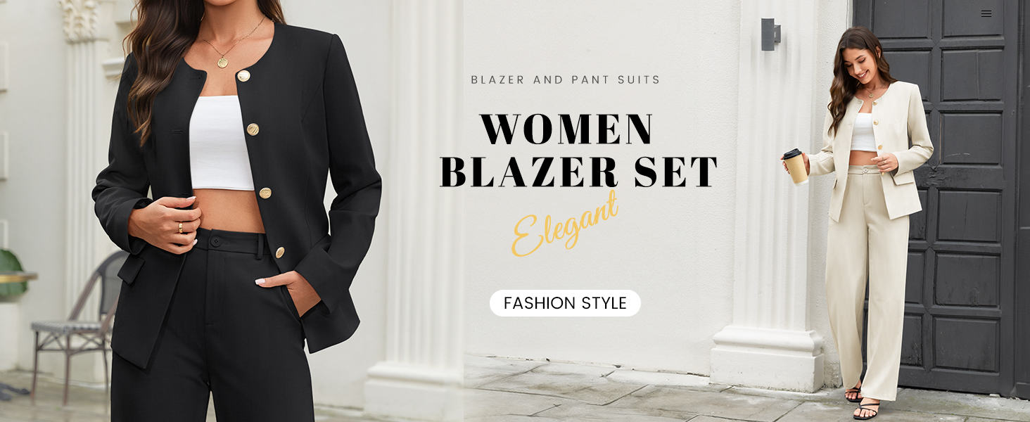 Casly Lamiit Womens 2 Piece Business Casual Outfits Dressy Blazer