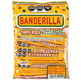 Tama Roca Tamarind Candy Banderilla, 12 Pieces - Saladitos Salted Plums Mexican Spicy Candy Treats for Authentic Snacking Experience - Banderilla de Tamarindo con Chile y Sal