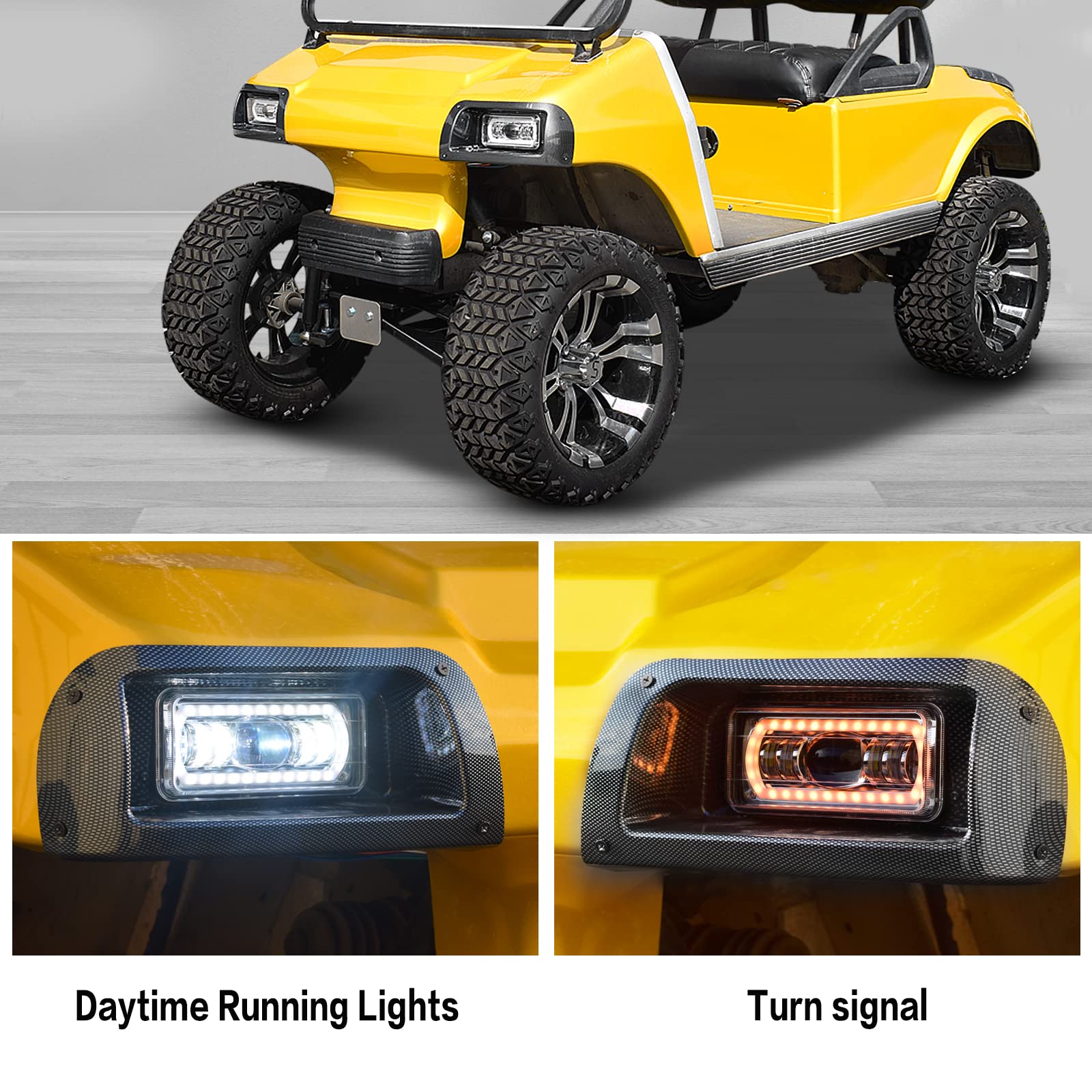 NOKINS Golf Cart Deluxe Plus LED Light Kit,Fit Club Car DS 1993-UP Gas and Electric Models Light Kit Replacement Golf Cart LED Light Kit Headlight and Turn Taillight Kit