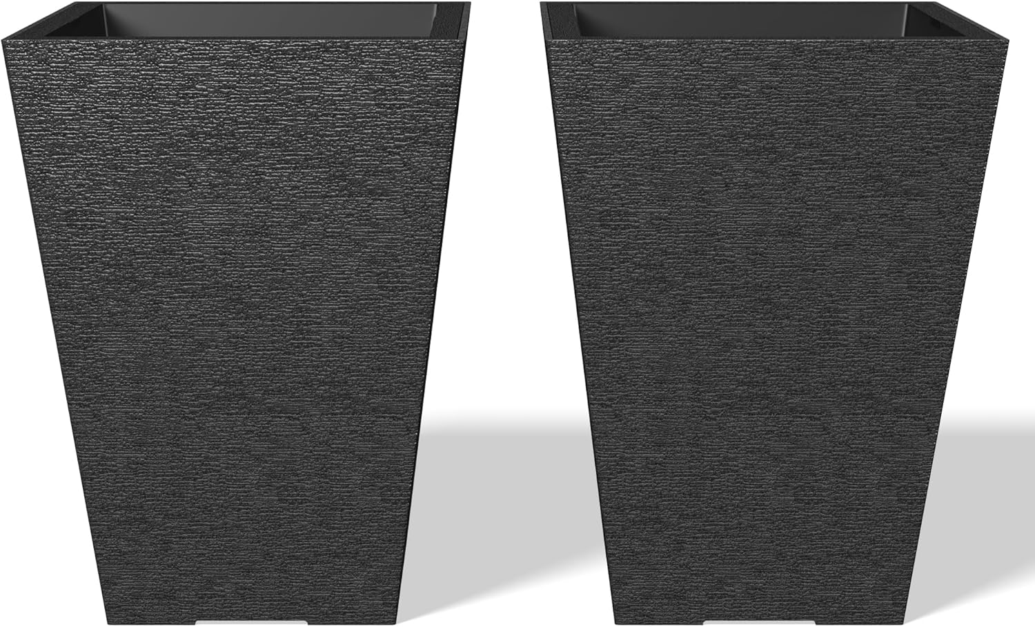 Kante 14 Inch Tall Planter Set of 2, Large Taper Planter for Outdoor Indoor Garden Patio Front Door (Black)