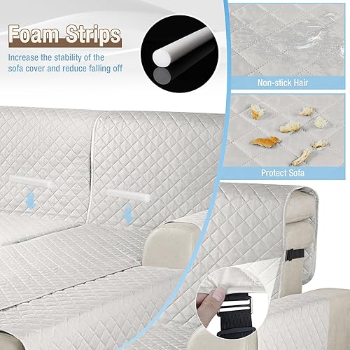 Miniatura 3 de KinCam Fundas de sofá modular, 100% impermeables, en forma de L, 3 piezas, fundas de sofá para tumbonas seccionales, para mascotas y niños, tamaño