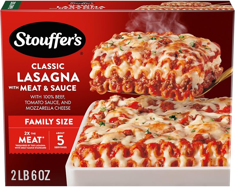 Stouffer's Lasaña con carne y salsa, comida congelada tamaño familiar, 38 oz
