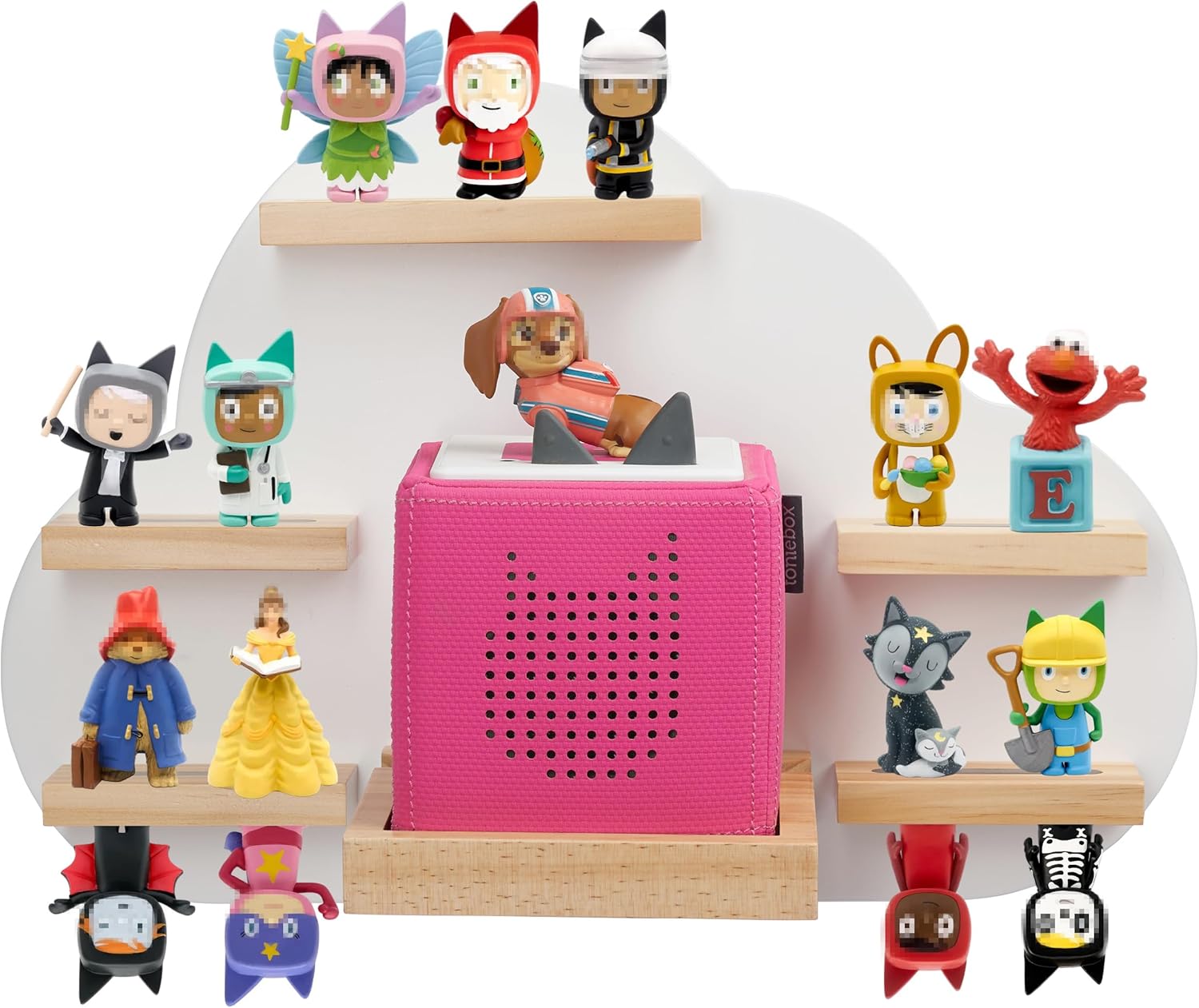 Cloud Toines Shelf, for TonieBox 1 and Toniebox 2 Tonies Wall Floating Shelf Storage for 12-20 Toine Figures Characters Wall Shelf Magnetic for Toniebox, Charging Station, Kids Play Room (White 2)