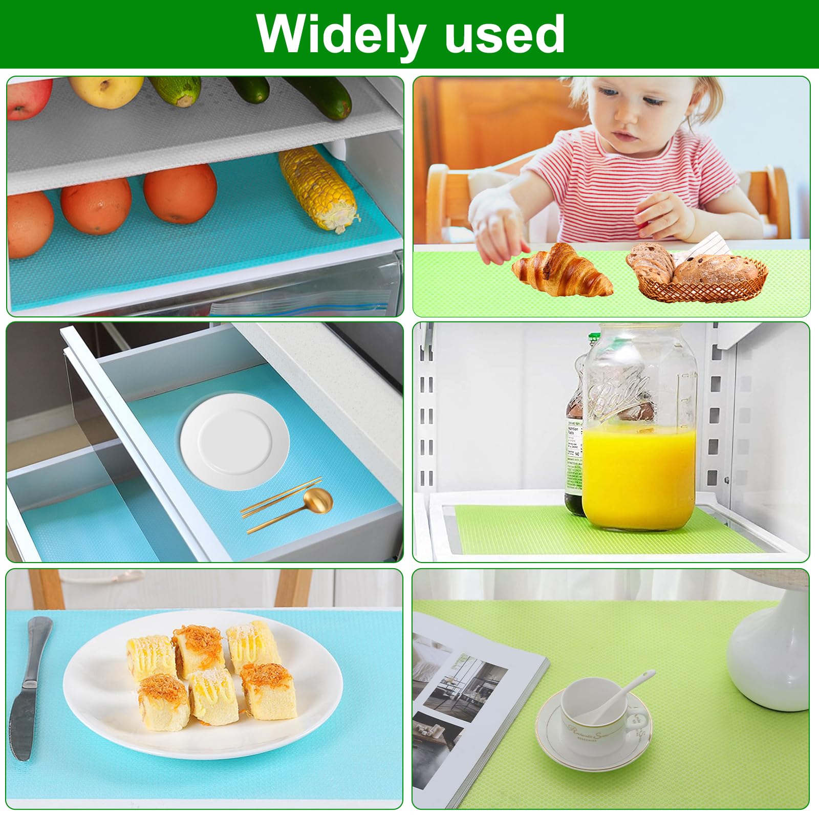 12 Tappetini Per Frigorifero Antimuffa - Lavabili, Taglia 29x45 Cm, In Materiale EVA Per Frutta E Verdura - Foto 10