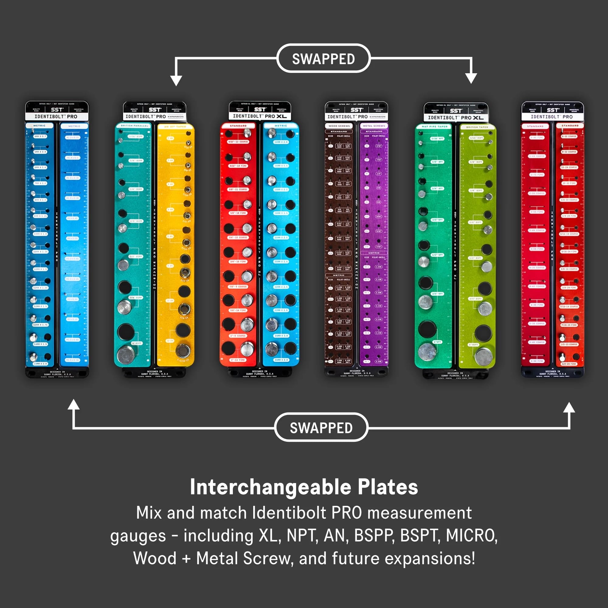 SST Identibolt PRO - Comprobador de tornillos de madera y metal con soporte magnético para pared - Medidor de identificación de tornillo - Mide tornillos de madera y máquina - Precisión de grado