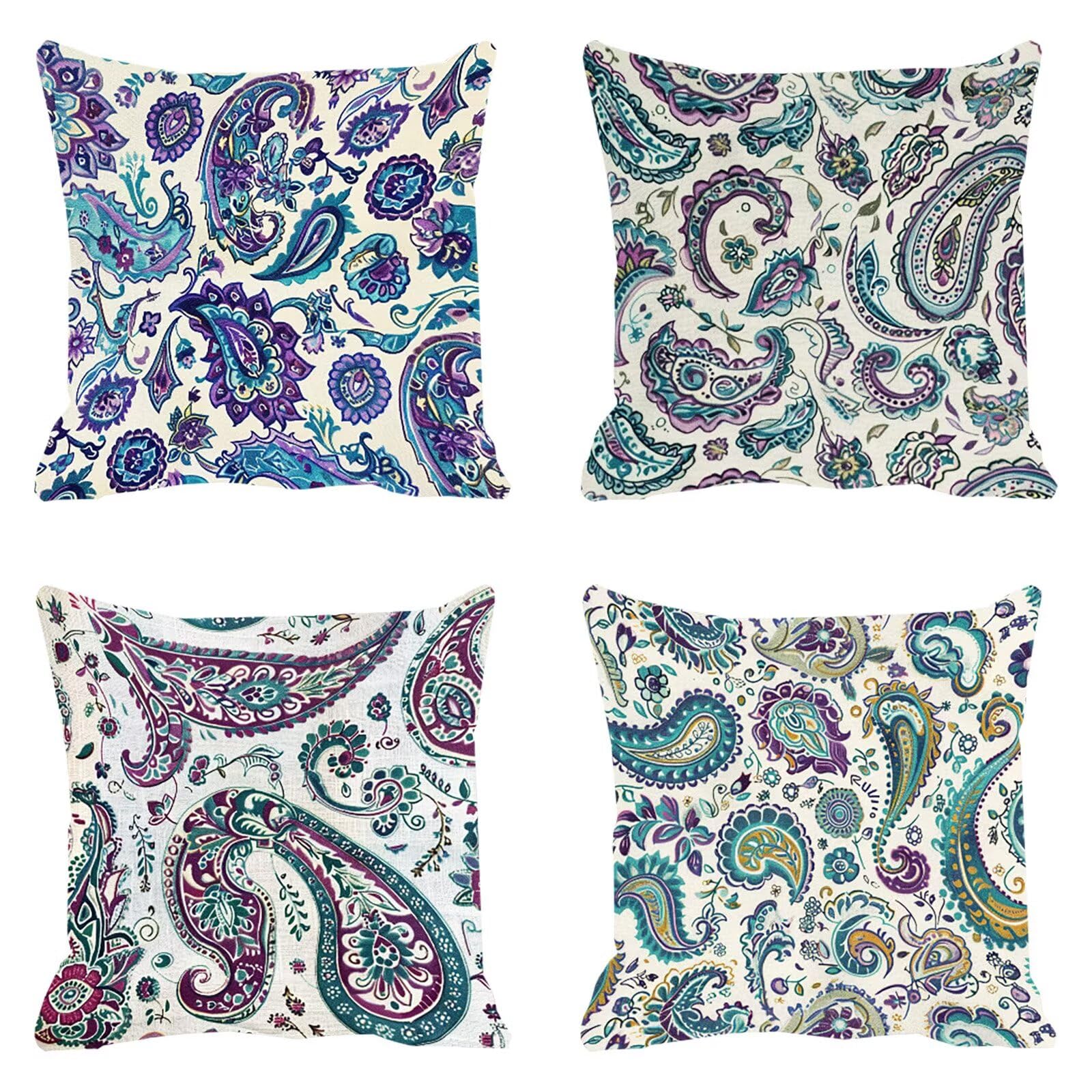 Housse de Coussin Bohême Imperméable : Tissu Lin Anti-Tache avec Fermeture Invisible
