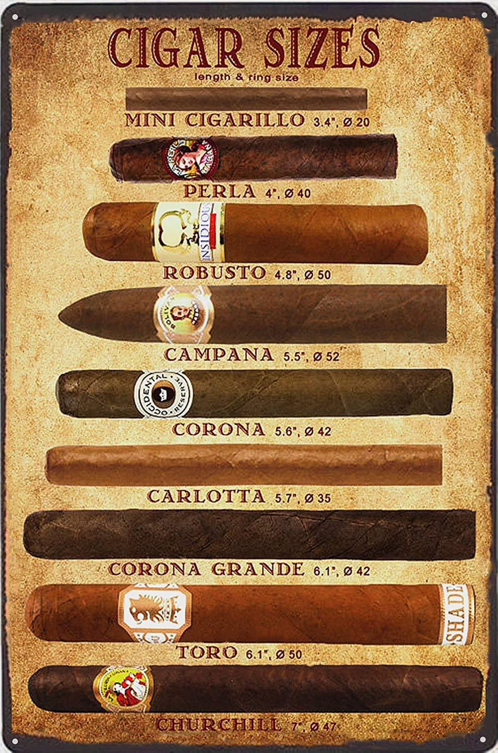 Tin Sign Kitchen Small Cigars Metal Tin Sign Vintage Home Office Poster Bar Pub Cafe Decorative Plaque Home Decor Cigar Decor Metal Decorations Funny Iron Plaque Signs Gift 8x12 inch