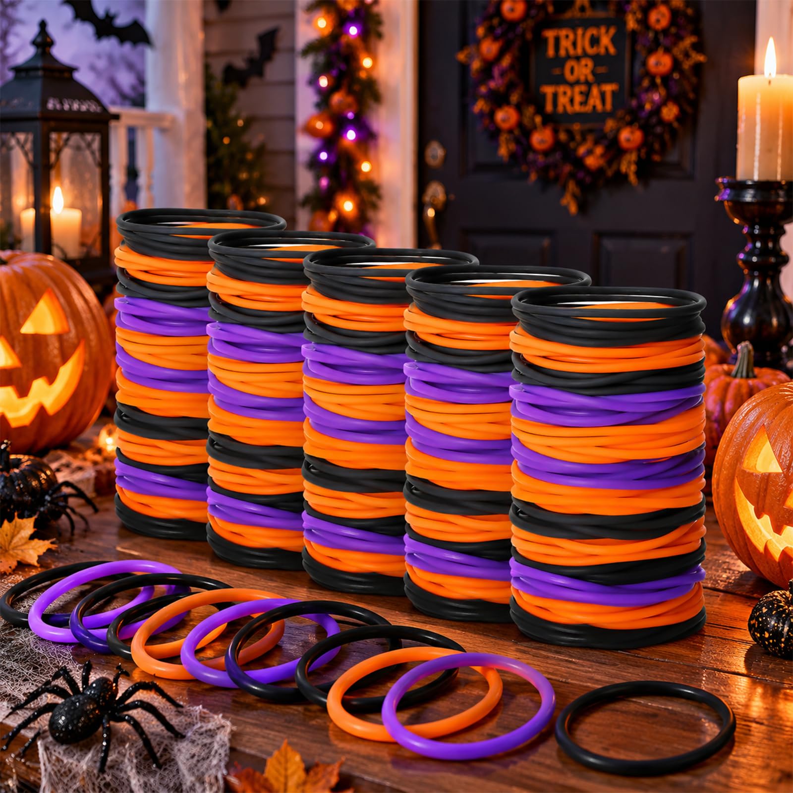 500 Pcs Halloween Jelly Bracelet, Halloween Silicone Wrist Bands Bulk